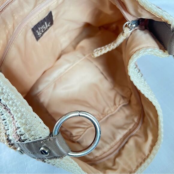 The SAK Hobo Neutral Tan Crochet Braided Strap Boho Women's Bag Purse - Picture 11 of 15